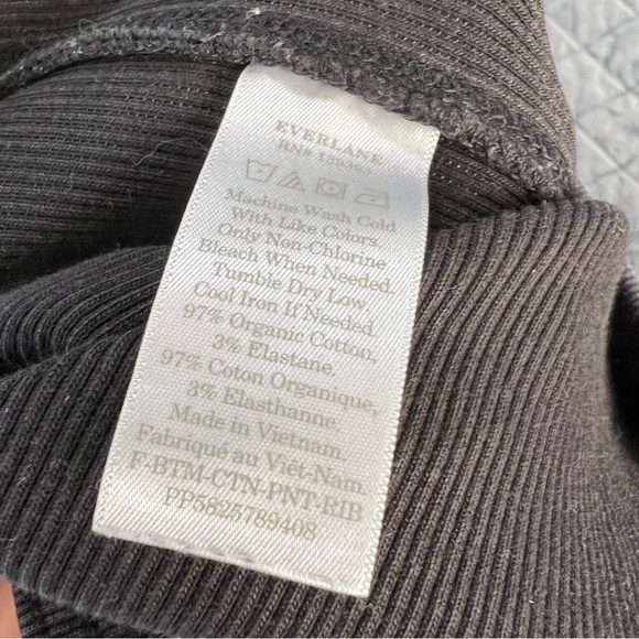 Everlane Pants Women XS Wide Leg Flare Black Ribbed High Rise Stretch F - Picture 10 of 10